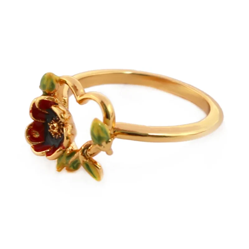 Anello di fiore di smalto in ottone