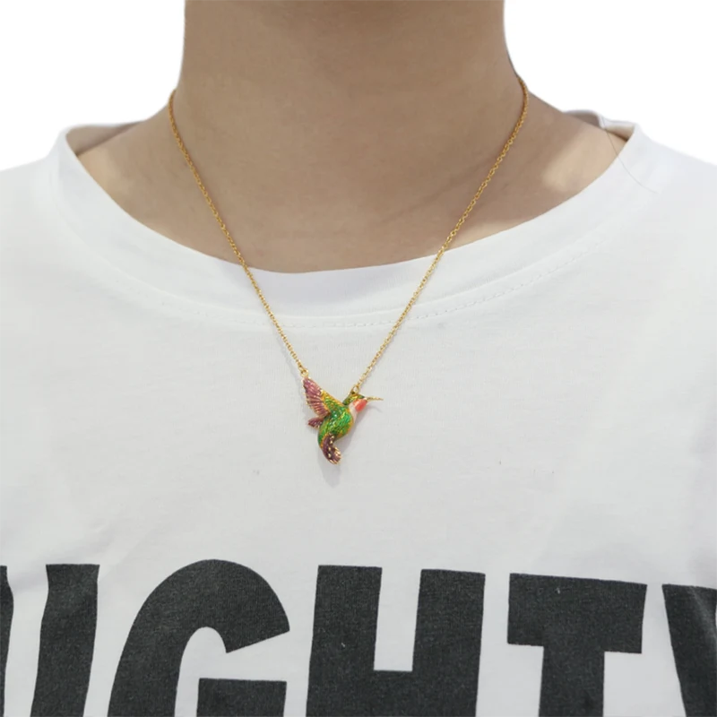 Collana con colibrì smaltato