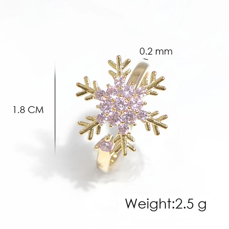 Decompression Rotating Snowflake Brass Ring With Gold Plated